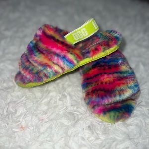 Little Girls UGG Fluff Yeah Pixelate Sandals/Slides Sz 12